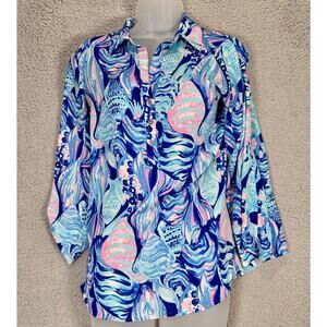 Lilly Pulitzer Everglades Top Tunic Women Small Colorful Fish Ocean Vibes Bright